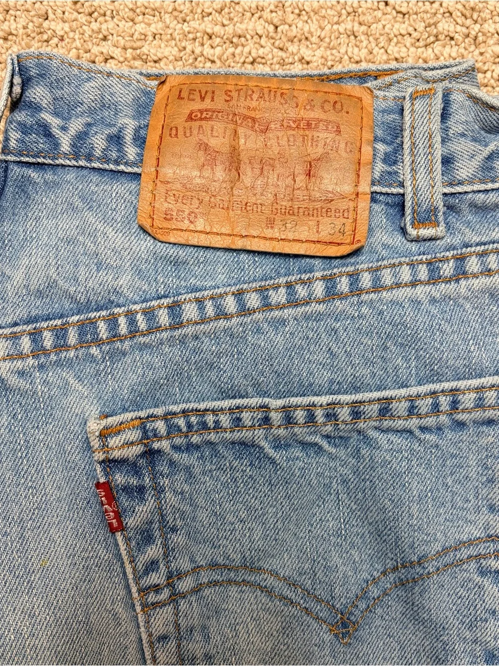 Vintage‎ Y2K Levi's 550 Men's Jeans 32x34 Relaxed Fit Light Wash
